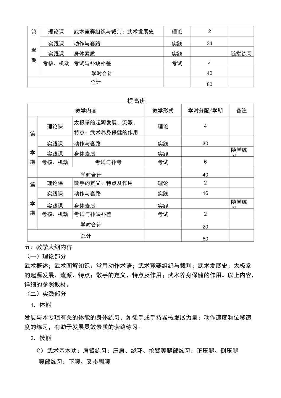 武术课程  教学大纲_第3页