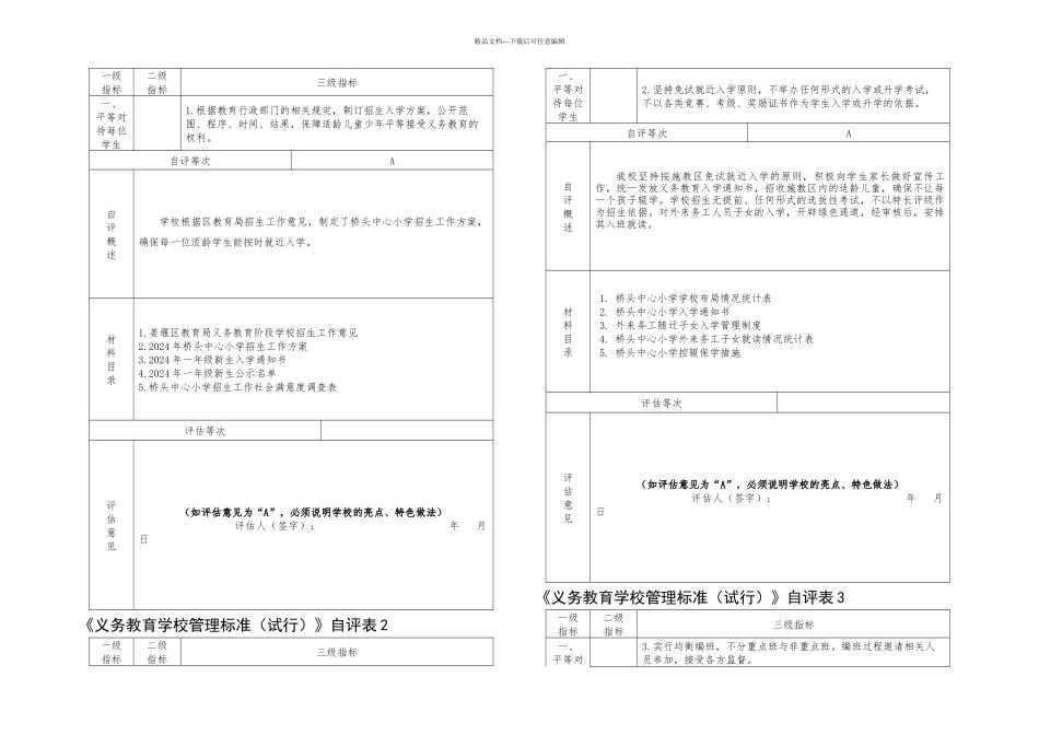 义务教育学校管理标准试行自评表_第1页