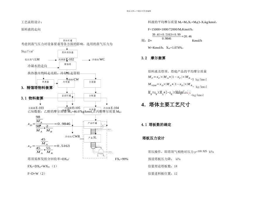 乙醇正丙醇精馏塔设计说明书_第3页
