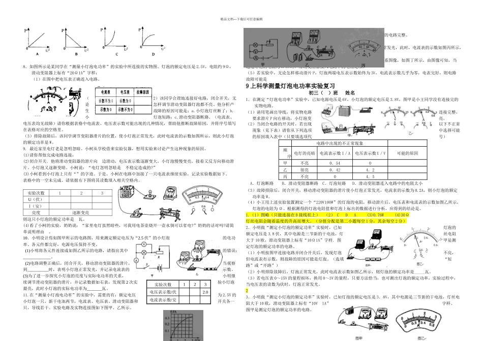 九上电功实验探究题_第2页