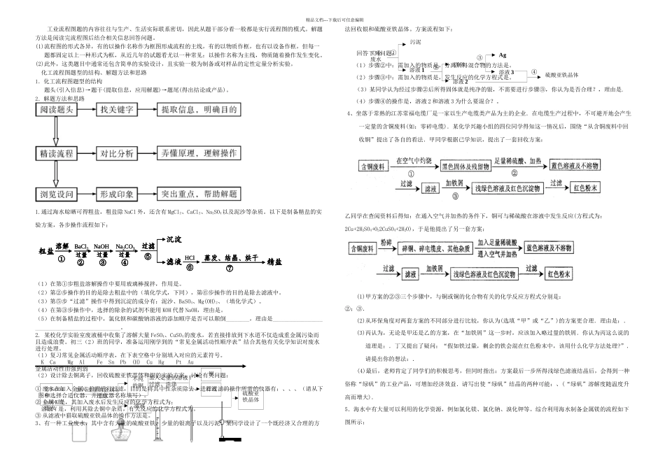 九年级二轮复习工业流程图题_第1页
