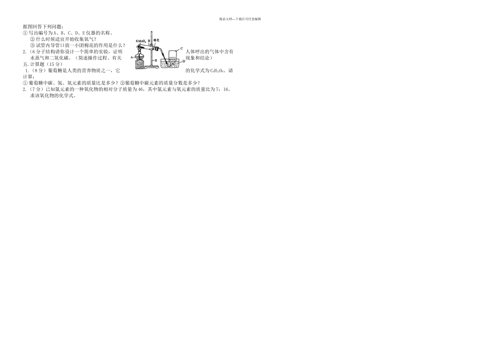 九年级化学期中测试卷有答案_第2页