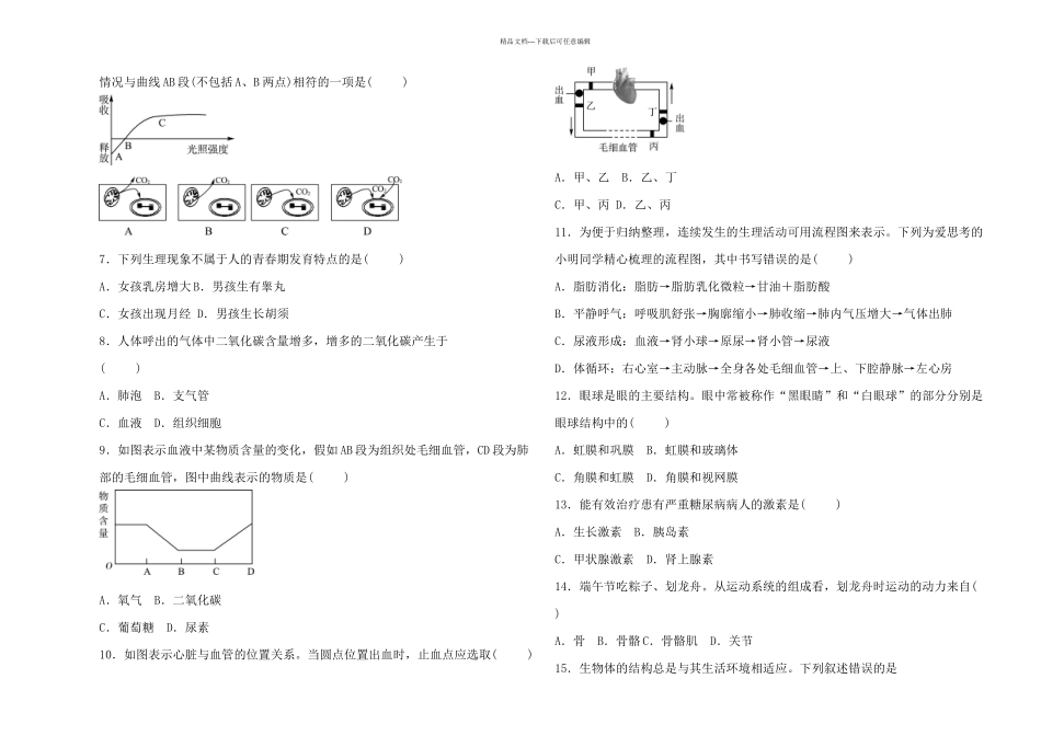 二○一八年八年级生物结业考试模拟试题_第2页