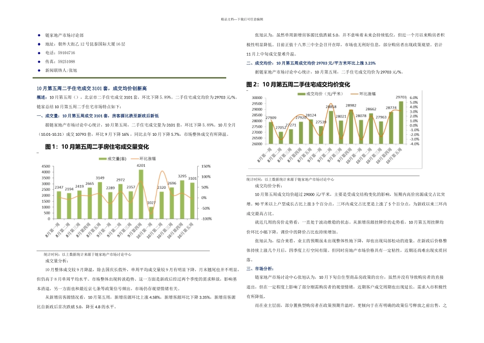 二手房周报月五周二手住宅成交套成交均价创新高_第1页