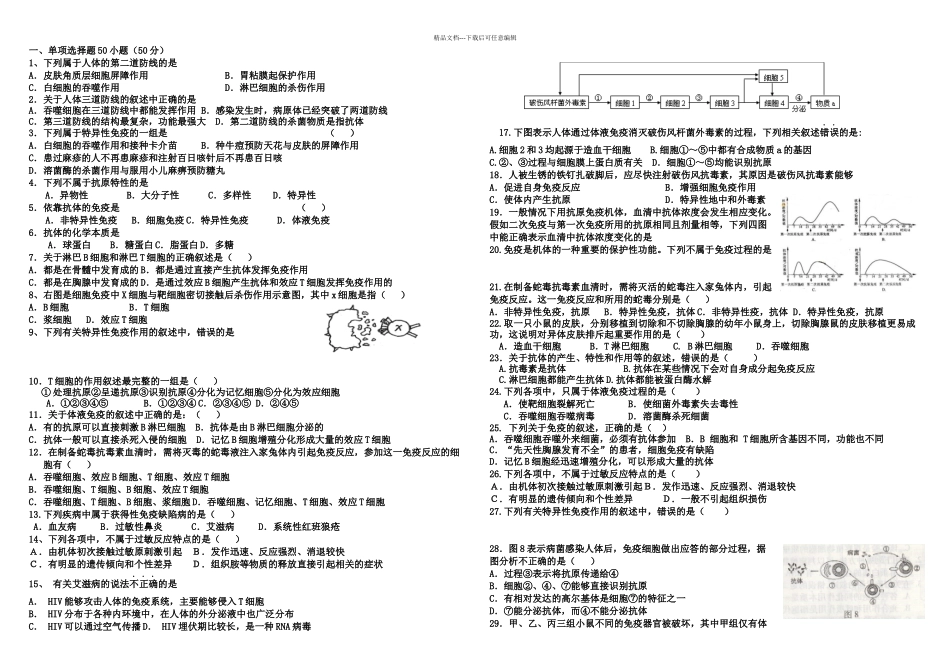 人体免疫与稳态测试题_第1页