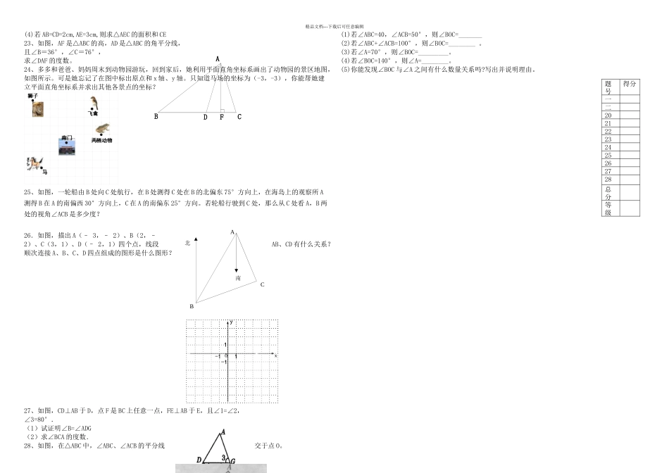 人教七年级下学期数学期中考试试题_第2页
