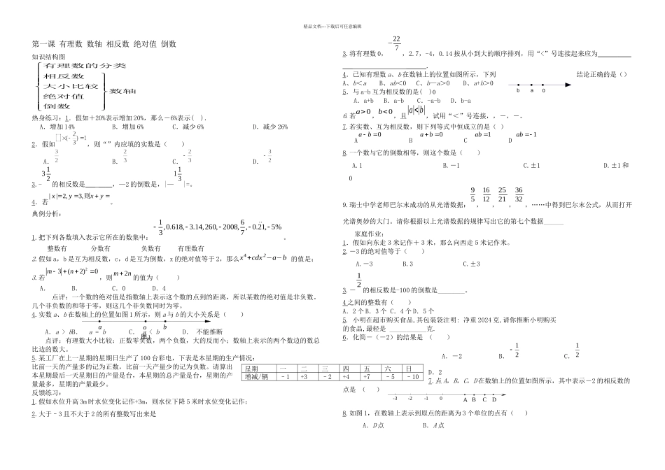 人教七年级上册数学期末总复习题_第1页