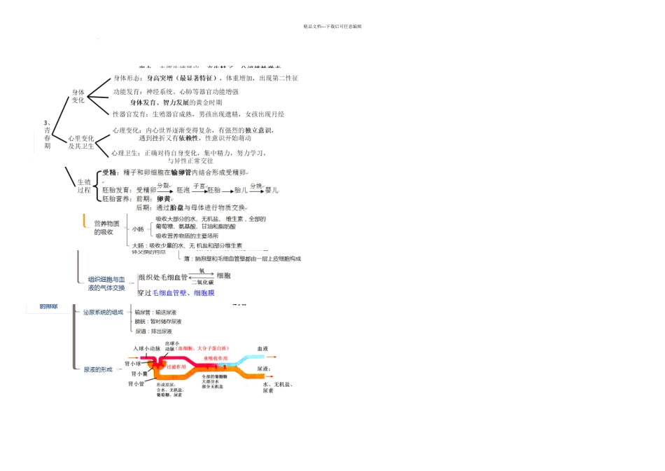 人教七年级生物下册考点思维导图_第1页