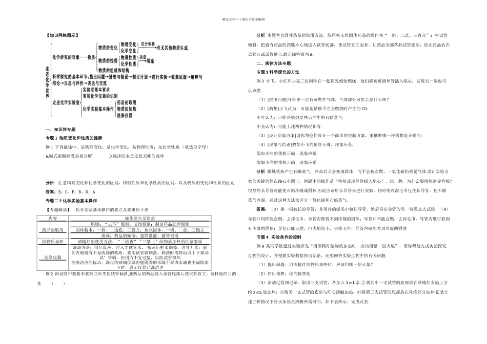 人教中考化学章节复习走进化学世界_第1页