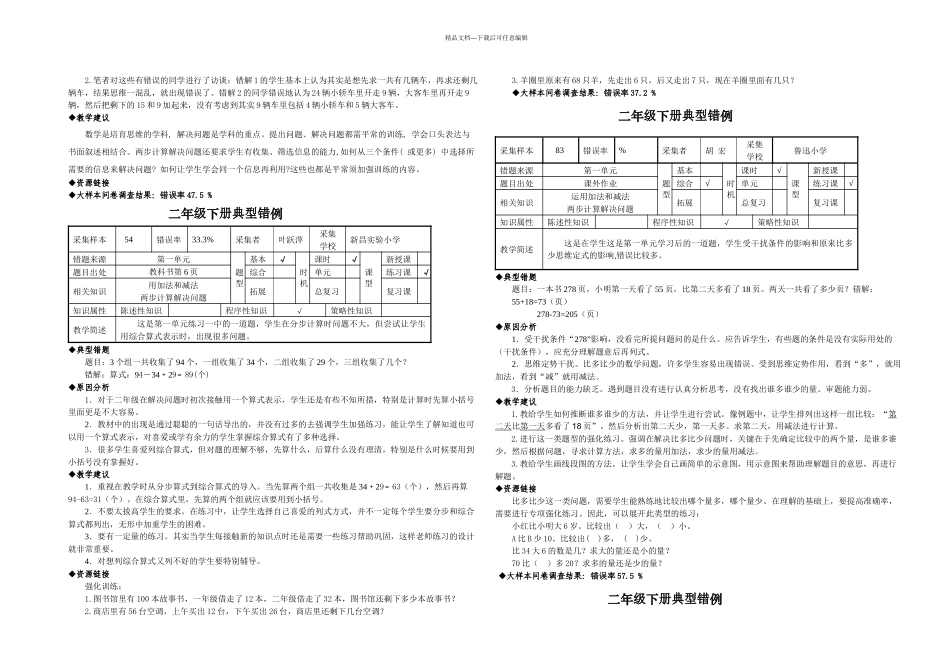 人教二年级下册易错题归纳_第2页