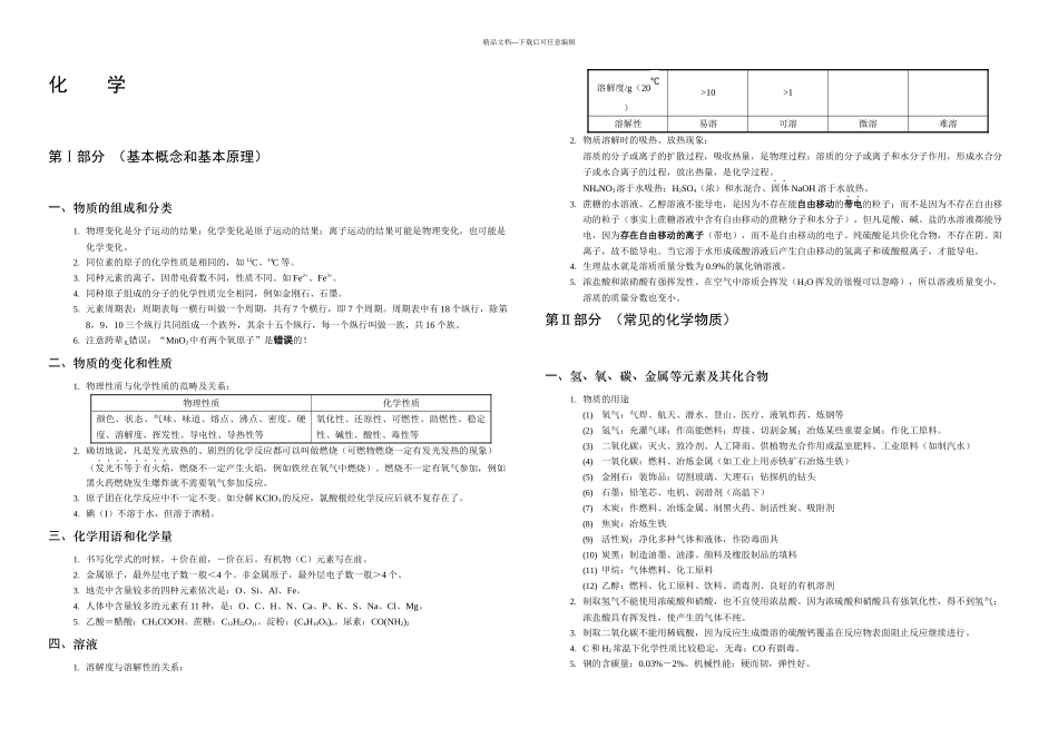 人教初中化学总复习资料济南临沂青岛小班文化课一对一辅导机构大智学校高考必看_第1页