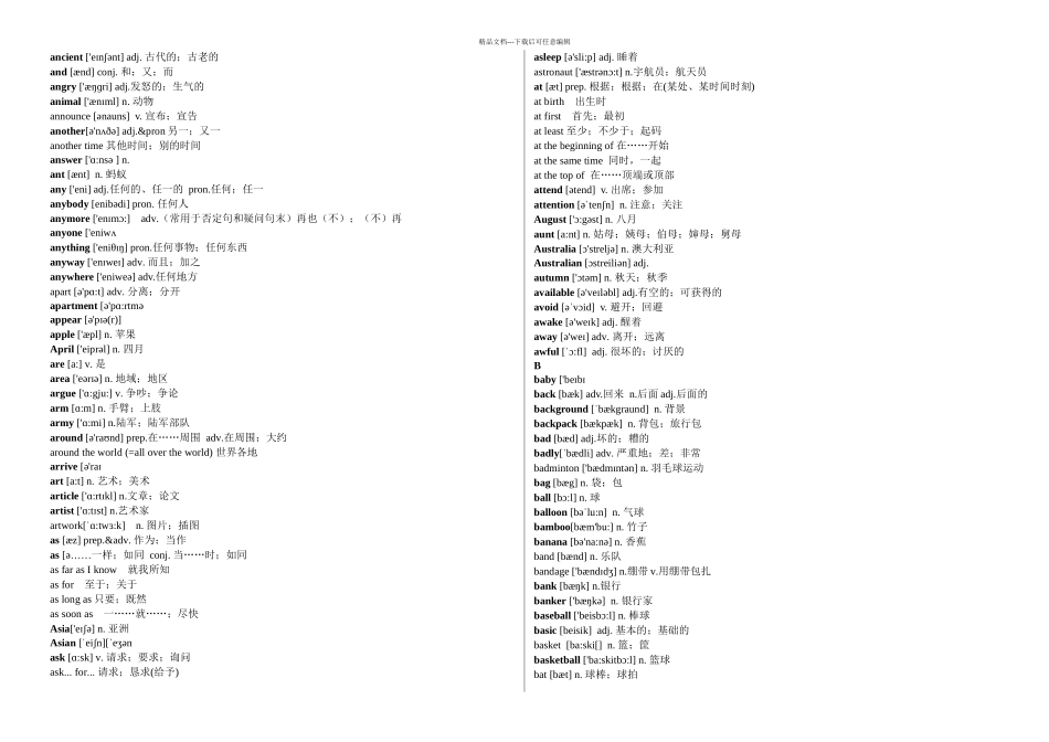 人教初中英语单词带音标字母_第2页