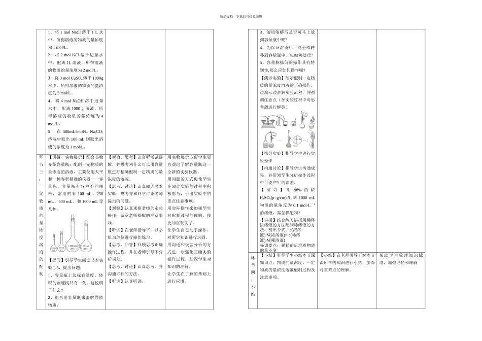 人教化学必修物质的量浓教学设计_第2页