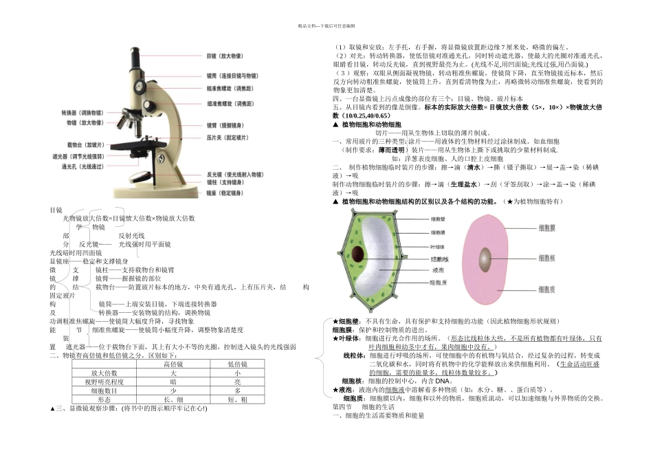 人教新教材七年级上册生物知识总结_第2页