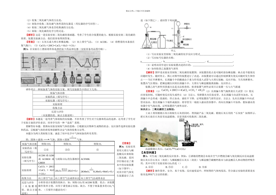 人教本化学九上课题二氧化碳制取的研究练习题_第2页