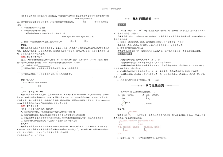 人教本化学选修五蛋白质和核酸学案_第2页