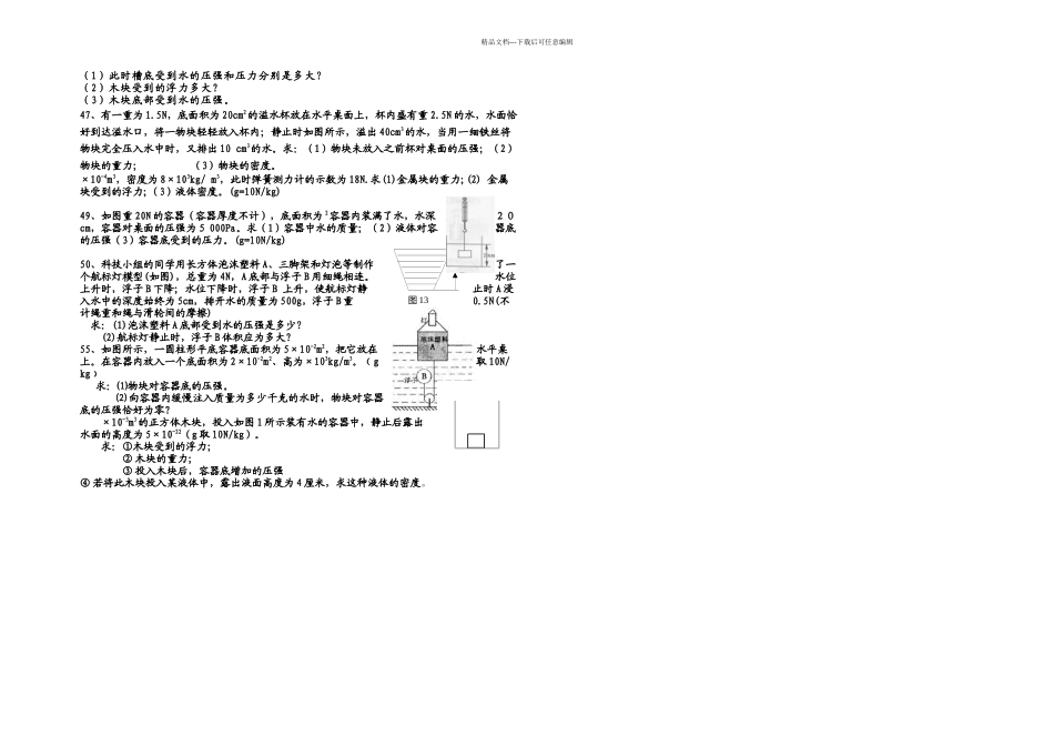 人教本物理九年浮力练习题_第2页