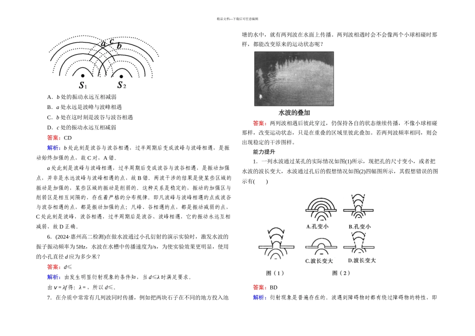 人教本选修波的衍射和干涉同步测试_第2页