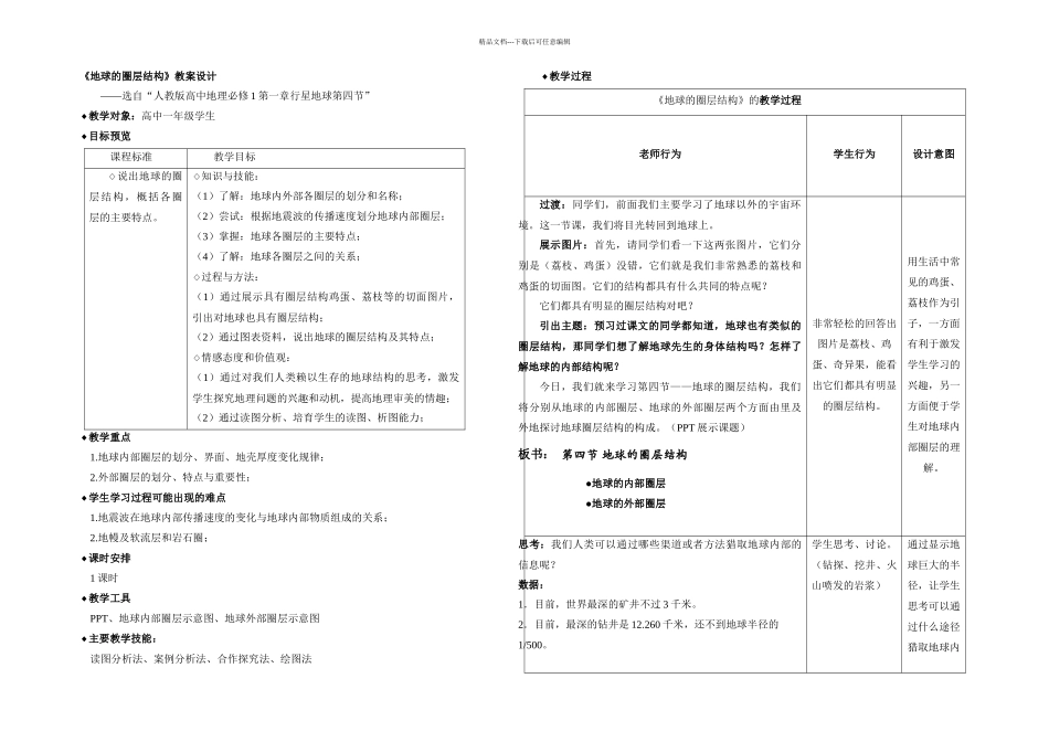 人教高中地理必修一地球的圈层结构设计_第1页