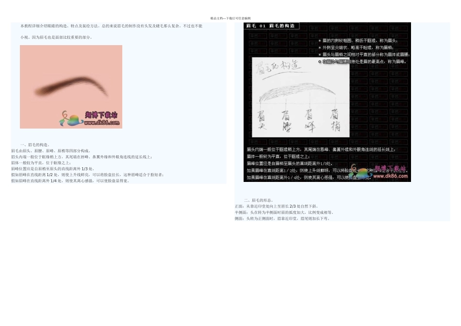 人物眉毛的画法分解模板_第1页