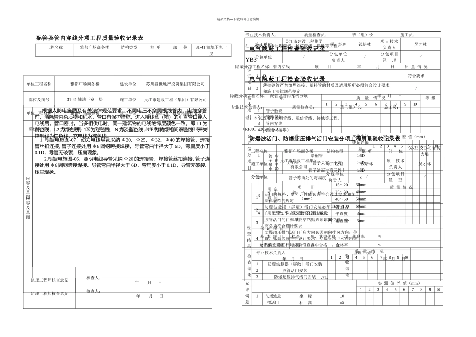人防土建水电的检验批及隐蔽工程_第1页
