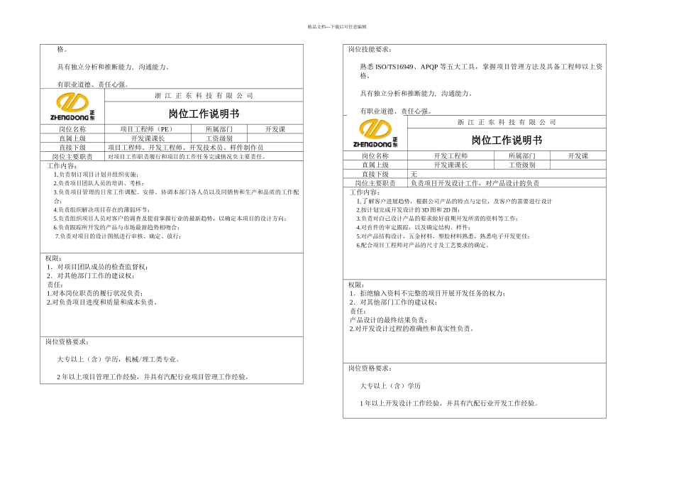仓库岗位说明书_第3页