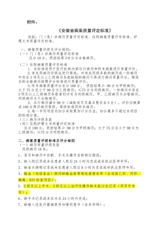 《安徽省病案质量评定标准》