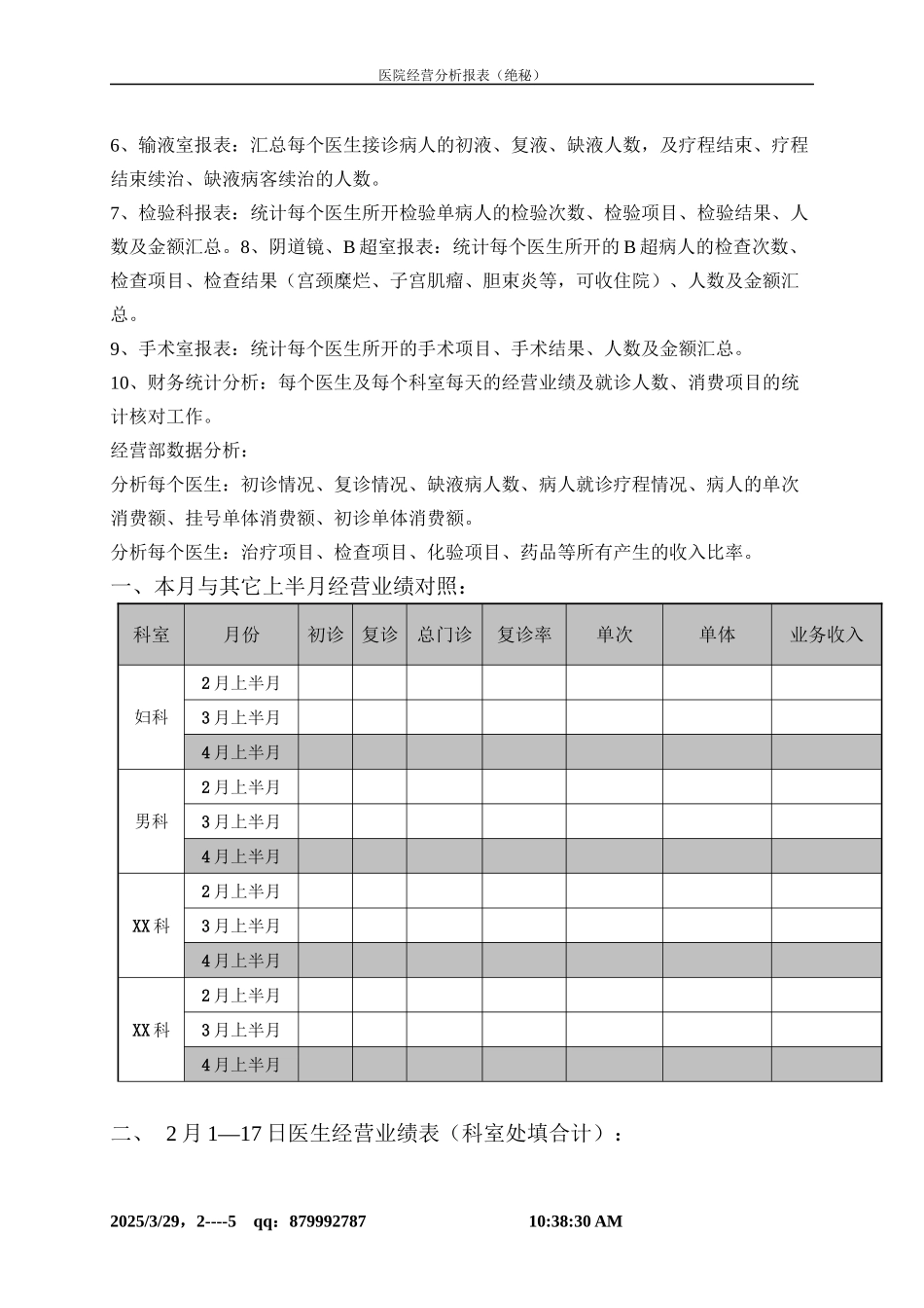 【绝秘】医院经营分析所需表格(最新版很完整)_第2页