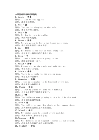 小学英语常考单词带例句