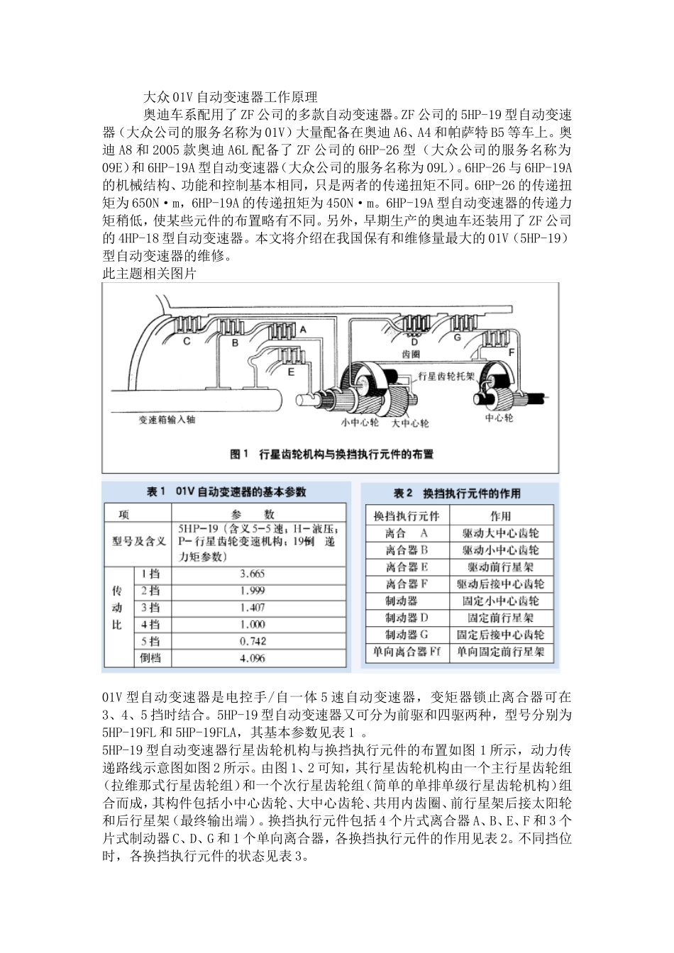01V自动变速器工作原理及传递路线_第1页