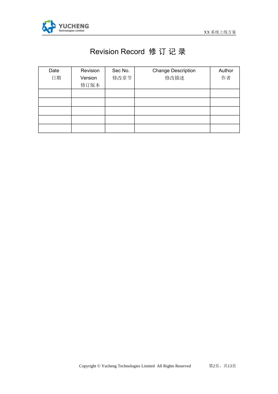01标准系统上线方案模板V1.0_第2页