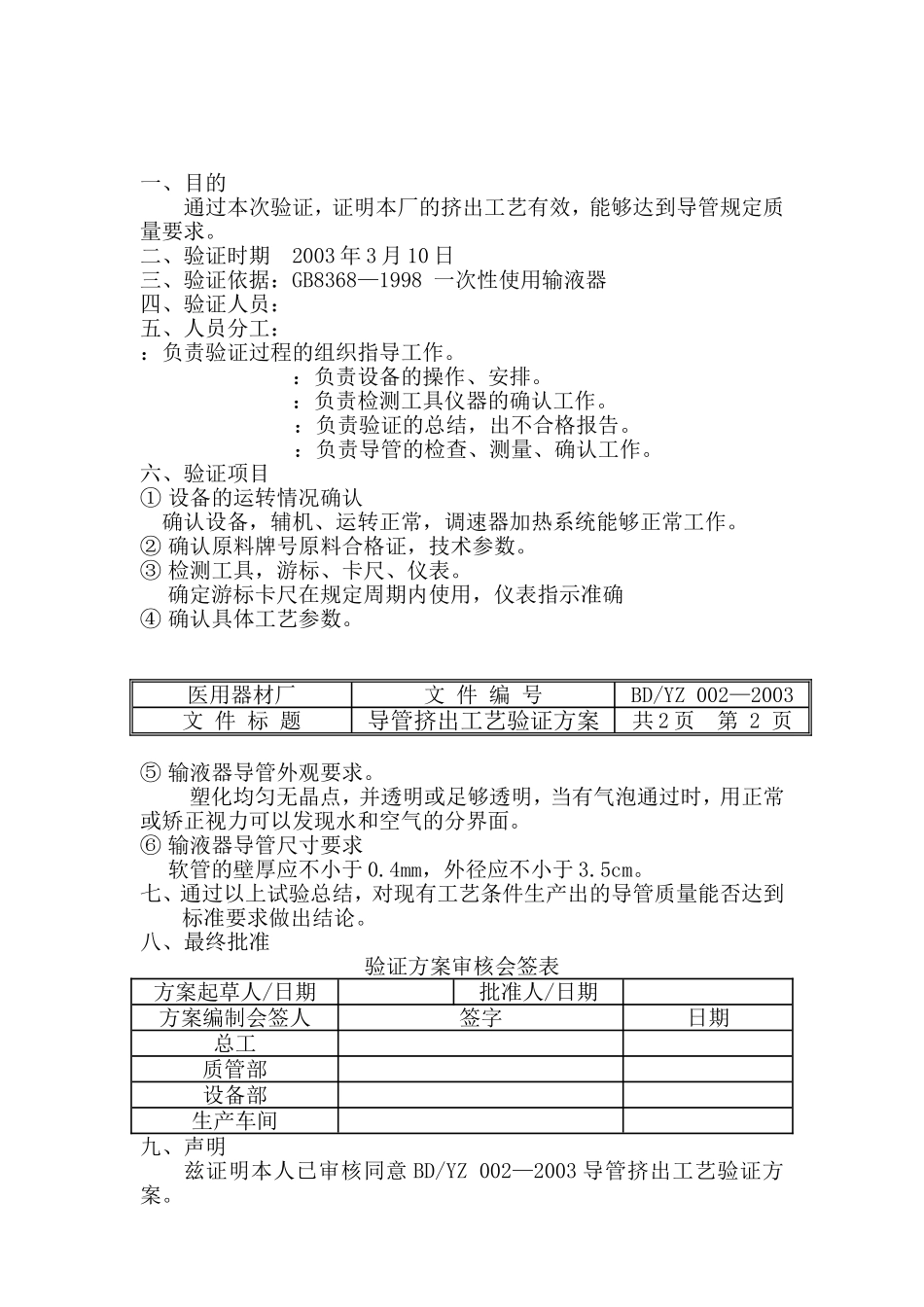 03年导管挤出工艺验证方案002_第2页