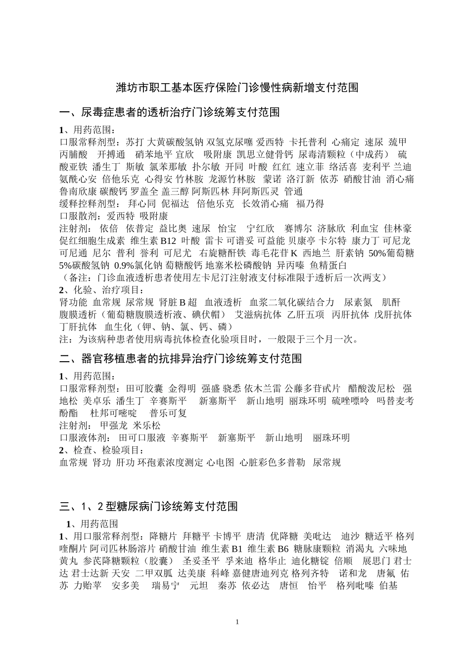 41种门诊慢性病药品目录_第1页