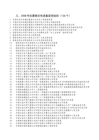 2008年抗震救灾先进基层党组织136个