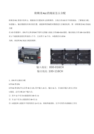 欧姆龙PLC的地址怎么分配