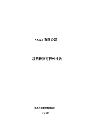 项目投资可行性报告(模板)