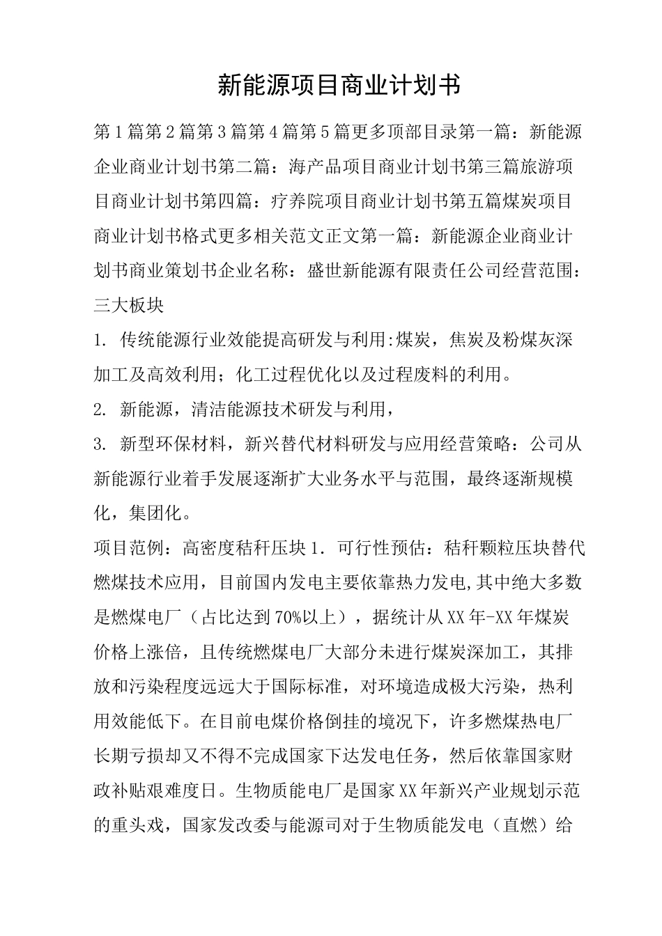 新能源项目商业计划书_第1页