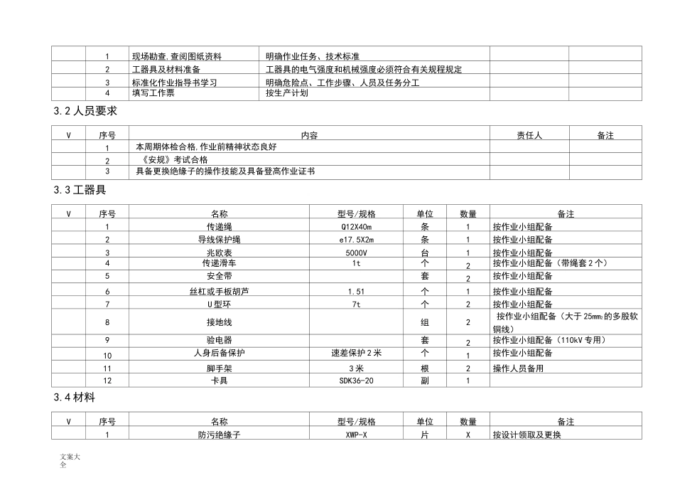 110kV线路更换耐张绝缘子作业指导书_第3页