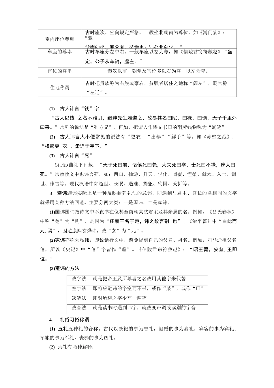 高考语文55：古文化常识分类积累练(宗法礼俗)_第3页