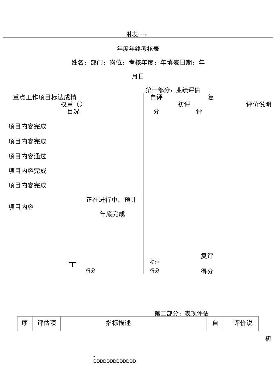 年度绩效考核表_第1页