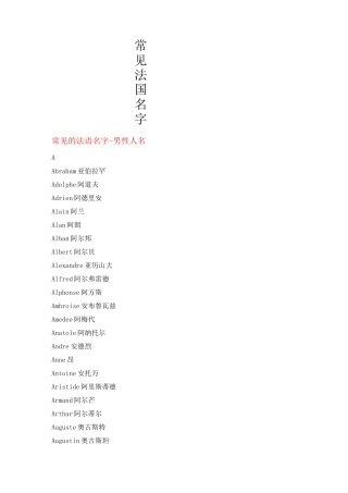 常见法国名字