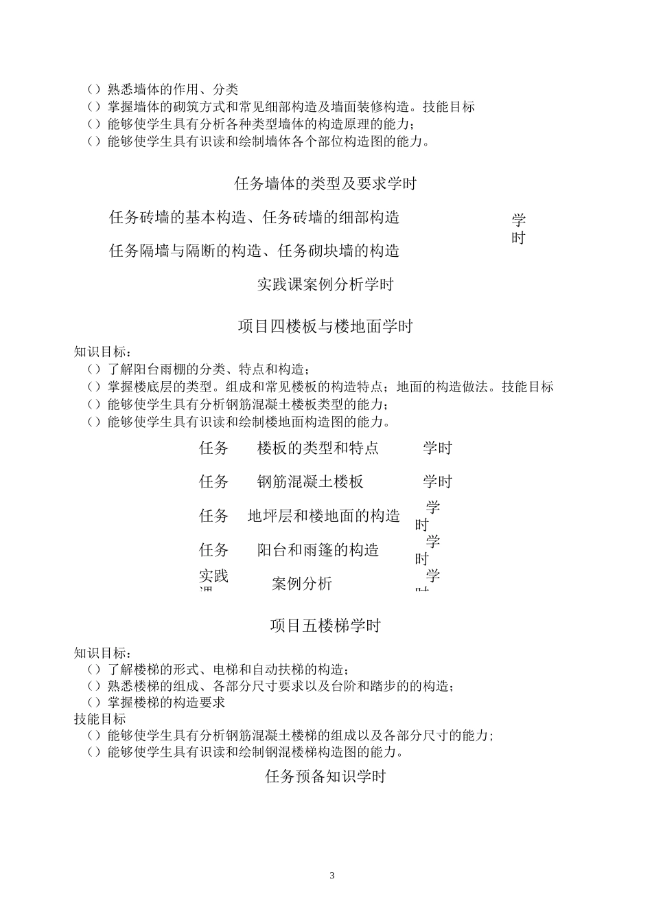 《建筑工程识图与构造》教学大纲_第3页