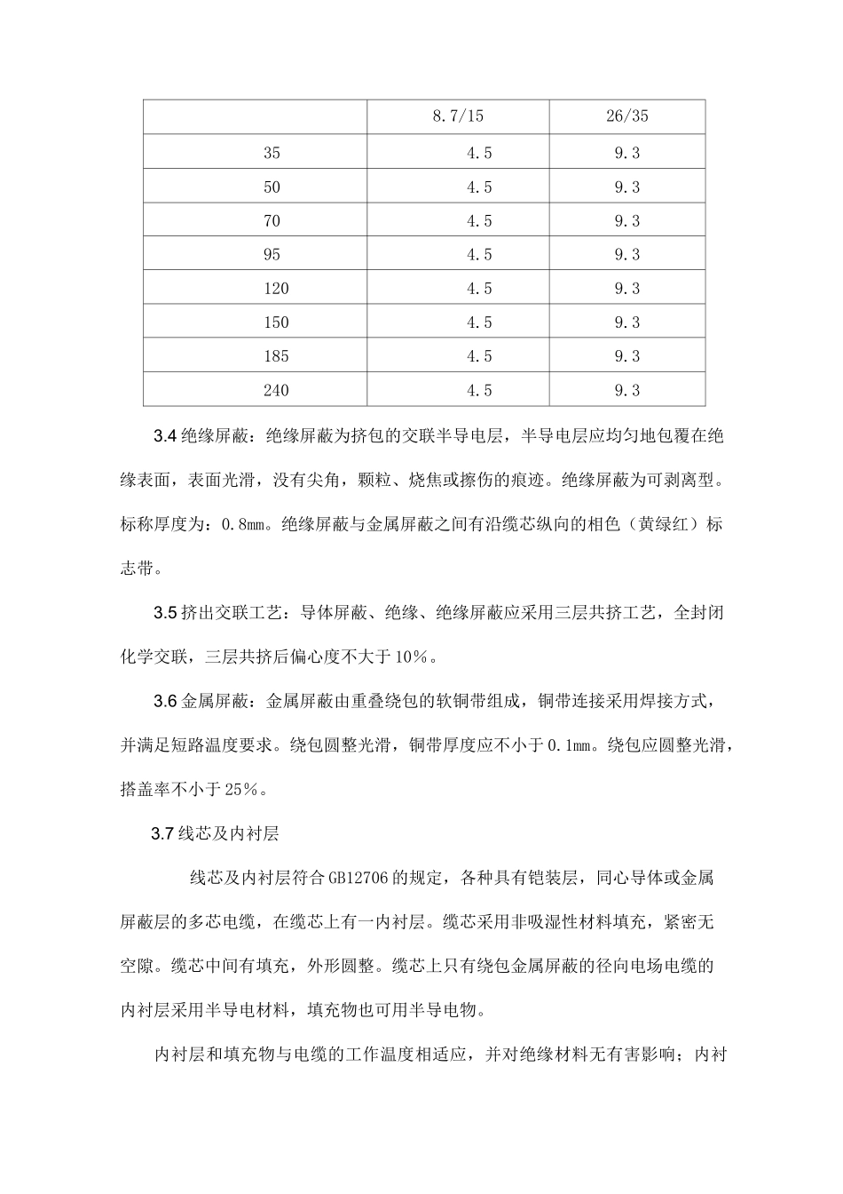 额定电压35kV及以下电力电缆技术规范模板_第3页