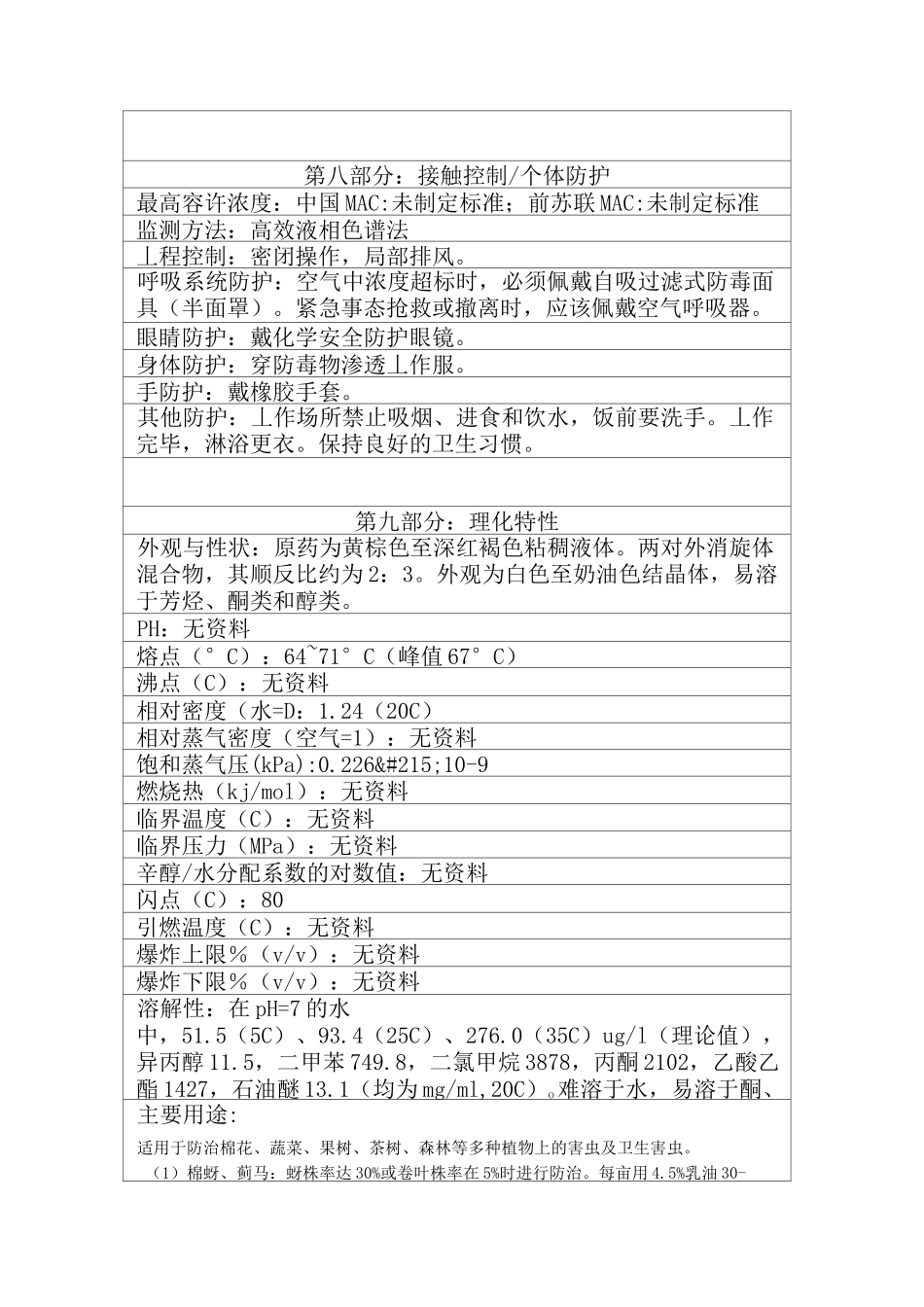 高效氯氰菊酯MSDS_第3页