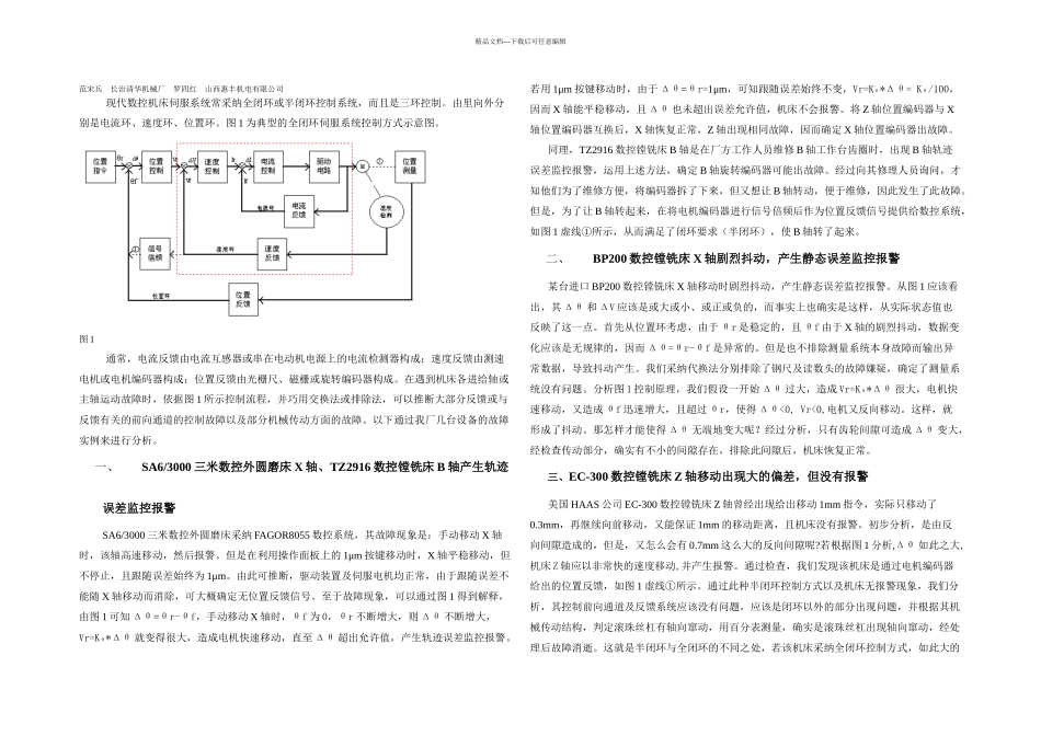 伺服控制示意图在数控机床维修中的应用_第1页