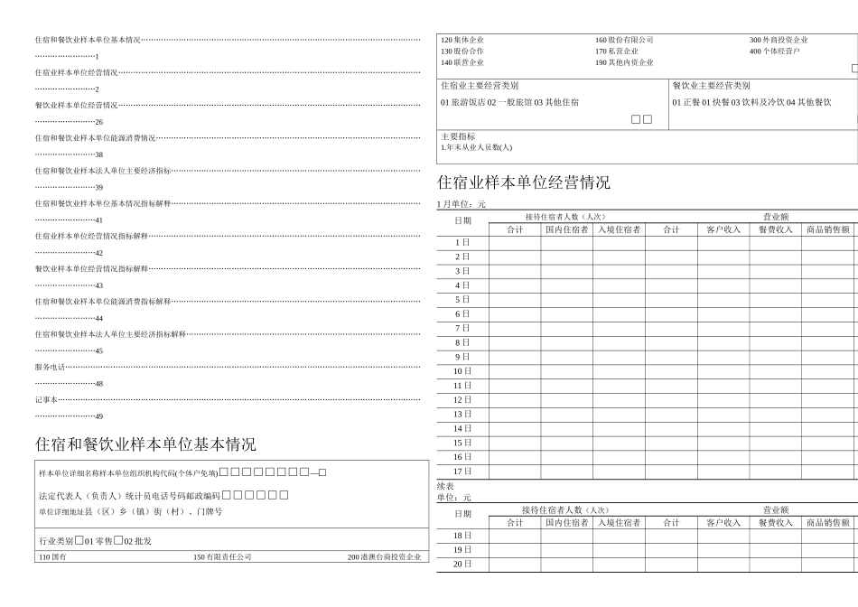 住宿和餐饮业样本单位基本情况要点_第1页