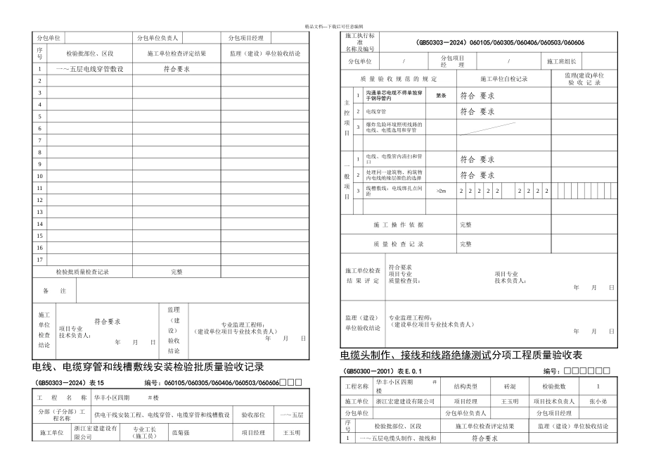 供电干线电气照明防雷接地分部分项工程质量验收记录_第3页
