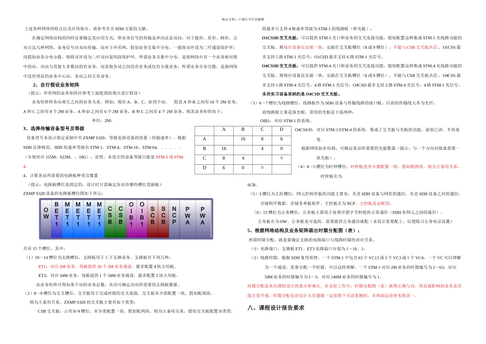 光传输系统课程设计指导书_第2页