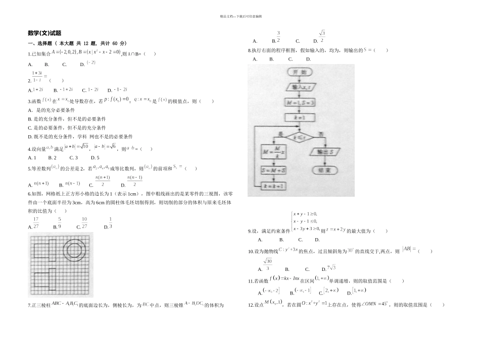 全国卷II高考文科数学_第1页