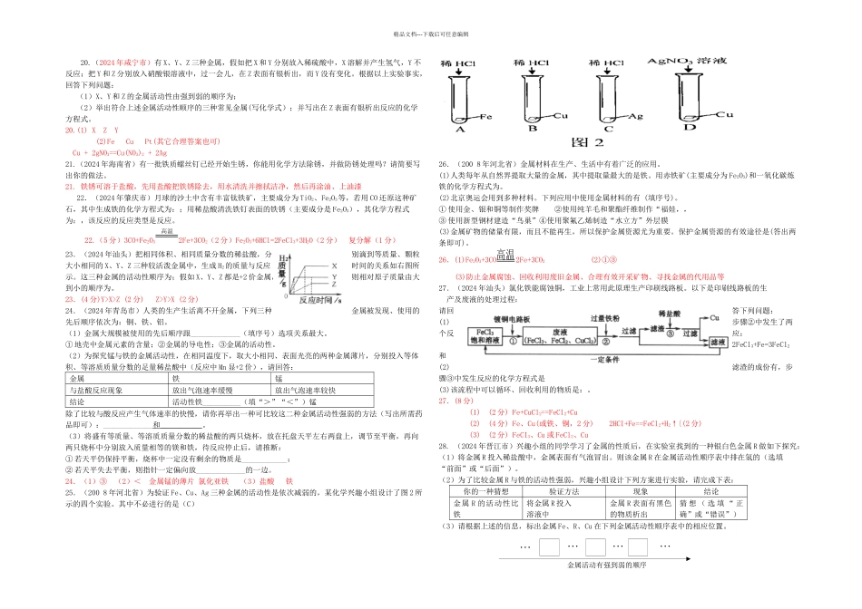 全国各地中考化学试题汇编金属和金属材料_第2页